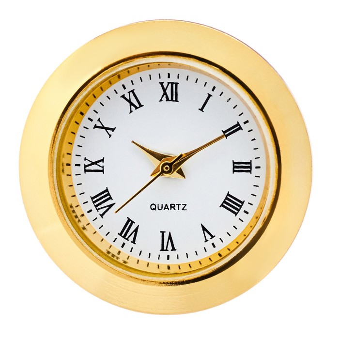 Вставка часы кварцевые, d-2.5 см, LQ377А, дискретный ход, золото