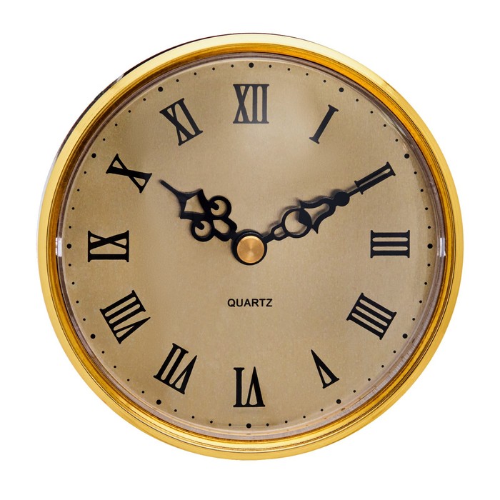 Вставка часы кварцевые, d-10.5 см, плавный ход, золото