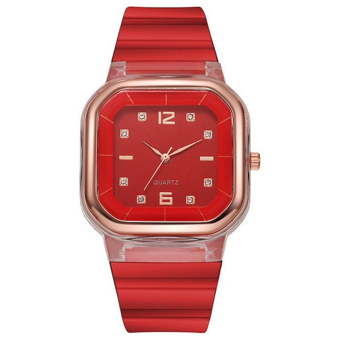 Часы наручные женские, d-4.1 см, ремешок силикон, красные