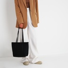 Сумка-шопер женская на молнии, размер 35×12×27 см, со стёжкой, чёрная - Фото 11