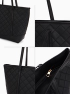 Сумка-шопер женская на молнии, размер 35×12×27 см, со стёжкой, чёрная - Фото 4