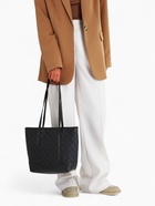 Сумка-шопер женская на молнии, размер 35×12×27 см, со стёжкой, чёрная - Фото 6