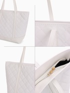 Сумка - шоппер женская на молнии, 35×12×27 см, со стёжкой, белая - Фото 5