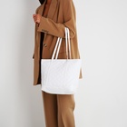 Сумка - шоппер женская на молнии, 35×12×27 см, со стёжкой, белая - Фото 7