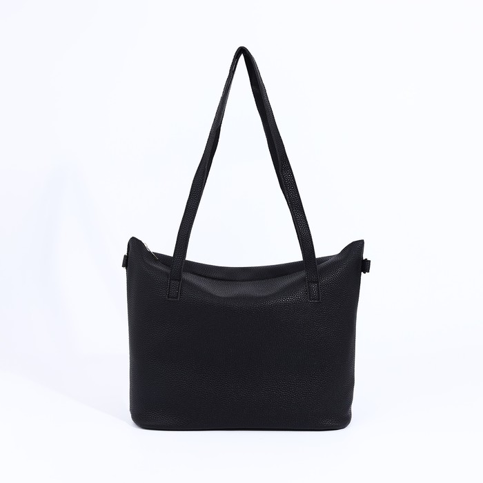 Сумка-шопер женская на молнии, размер 43×13×30 см, однотонная, чёрный - Фото 1