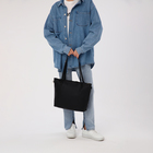 Сумка-шопер женская на молнии, размер 43×13×30 см, однотонная, чёрный - Фото 9