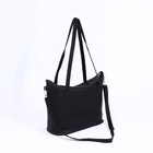 Сумка-шопер женская на молнии, размер 43×13×30 см, однотонная, чёрный - Фото 4