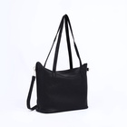 Сумка-шопер женская на молнии, размер 43×13×30 см, однотонная, чёрный - Фото 5