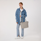 Сумка-шопер женская на молнии, размер 43×13×30 см, однотонная, серая - Фото 2