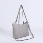 Сумка-шопер женская на молнии, размер 43×13×30 см, однотонная, серая - Фото 3