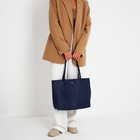 Сумка-шопер женская на кнопке, с монетницей, размер 35×10×28 см, синий - Фото 11