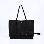 Сумка-шопер женская на кнопке, с монетницей, размер 35×10×28 см, чёрная - Фото 3