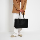 Сумка-шопер женская на кнопке, с монетницей, размер 35×10×28 см, чёрная - Фото 11