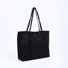 Сумка-шопер женская на кнопке, с монетницей, размер 35×10×28 см, чёрная - Фото 5