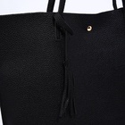 Сумка-шопер женская на кнопке, с монетницей, размер 35×10×28 см, чёрная - Фото 6