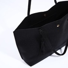 Сумка-шопер женская на кнопке, с монетницей, размер 35×10×28 см, чёрная - Фото 8