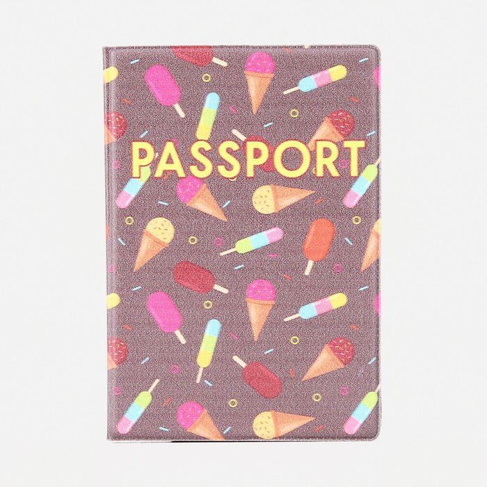 Обложка для паспорта 9,5*0,5*13,5см, "Сладости", коричневый