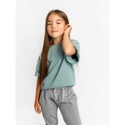 Костюм детский: футболка, брюки, рост 110-116 см, цвет мятный, серый - фото 27802622