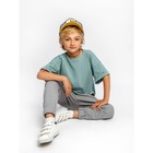 Костюм детский: футболка, брюки, рост 110-116 см, цвет мятный, серый - фото 27802625