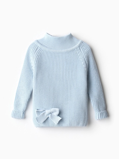 Свитер вязаный для девочки MINAKU: Cozy Winter, голубой, размер 30-32 (110-116 см)