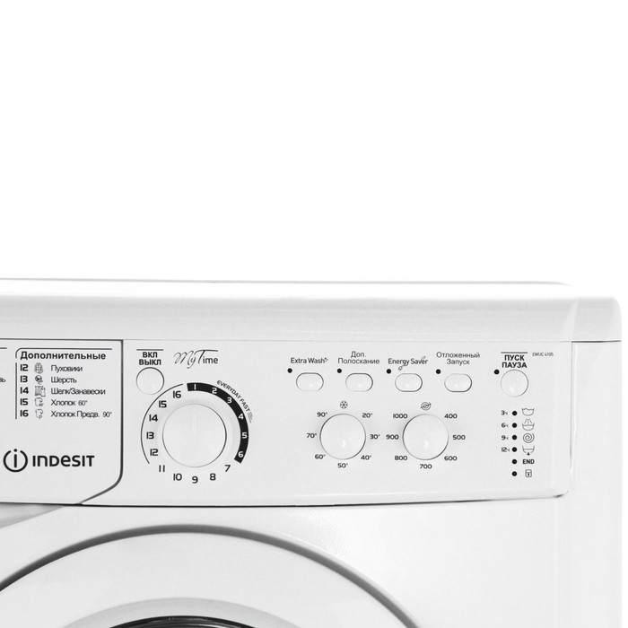 Стиральная машина Indesit EWUC 4105, класс А, 1000 об/мин, до 4 кг, белая - фото 51438405