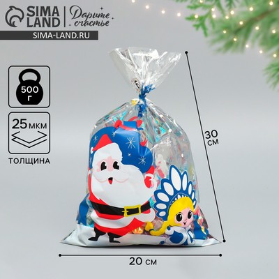 Пакет подарочный новогодний пластиковый «Спешу к тебе», 20×30 см