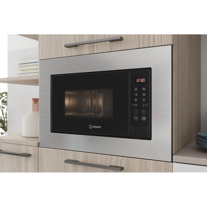 Встраиваемая микроволновая печь Indesit MWI 120 GX, 800 Вт, 20 л, гриль, серебристо-чёрная - фото 51363172