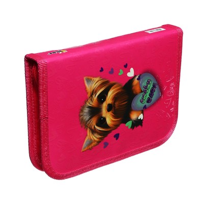 Пенал 1 секция 130 х 190 х 30 мм, с откидной планкой, ПКК 07-19, Lucky dog, ламинированный картон, с эффектом 3D