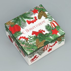 Коробка складная «Новогодняя», 15 х 15 х 7 см, Новый год