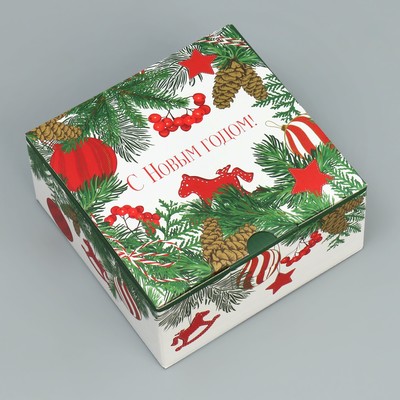 Коробка складная «Новогодняя», 15 × 15 × 7 см