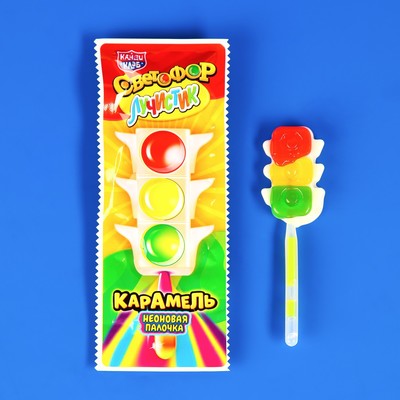 Карамель на неоновой палочке «Лучистик Светофор», 10 г