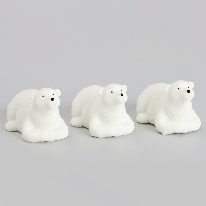 Миниатюра кукольная «Белый медведь», набор 3 шт., размер 1 шт. — 2,5 × 2 × 3,5 см - фото 1885788209