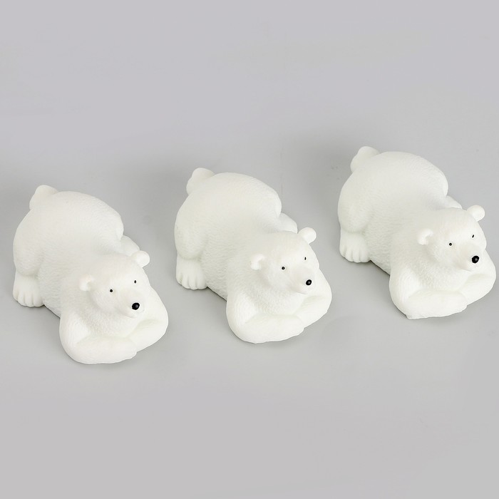 Миниатюра кукольная «Белый медведь», набор 3 шт., размер 1 шт. — 2,5 × 2 × 3,5 см - фото 1885788210