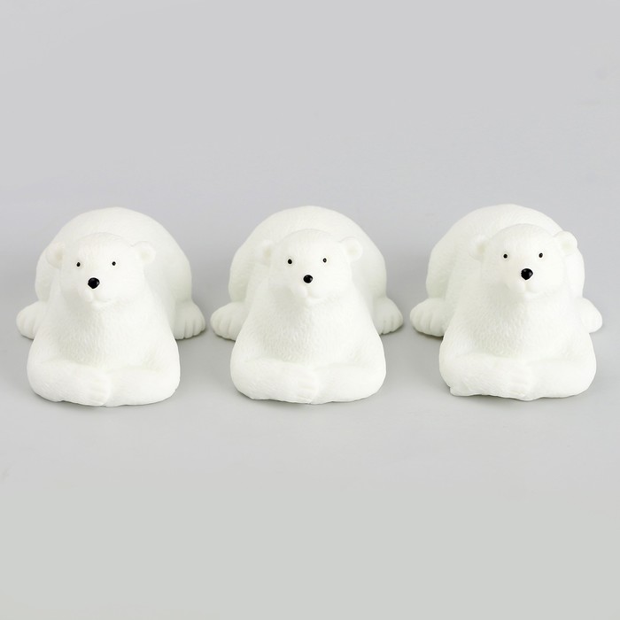 Миниатюра кукольная «Белый медведь», набор 3 шт., размер 1 шт. — 2,5 × 2 × 3,5 см - фото 1906412417