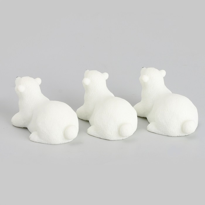 Миниатюра кукольная "Белый медведь", набор 3 шт, размер 1 шт 2,5*2*3,5 см