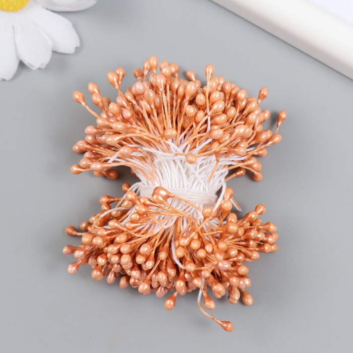 Тычинки для цветов "Капельки глянец бронза" набор 300 шт длина 6 см - Фото 1