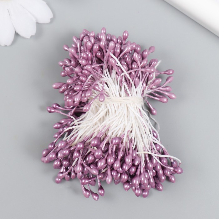 Тычинки для цветов Капельки глянец розовая пудра набор 300 шт длина 6 см