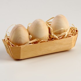 Яйца в корзиночке, набор 3 шт., под роспись
