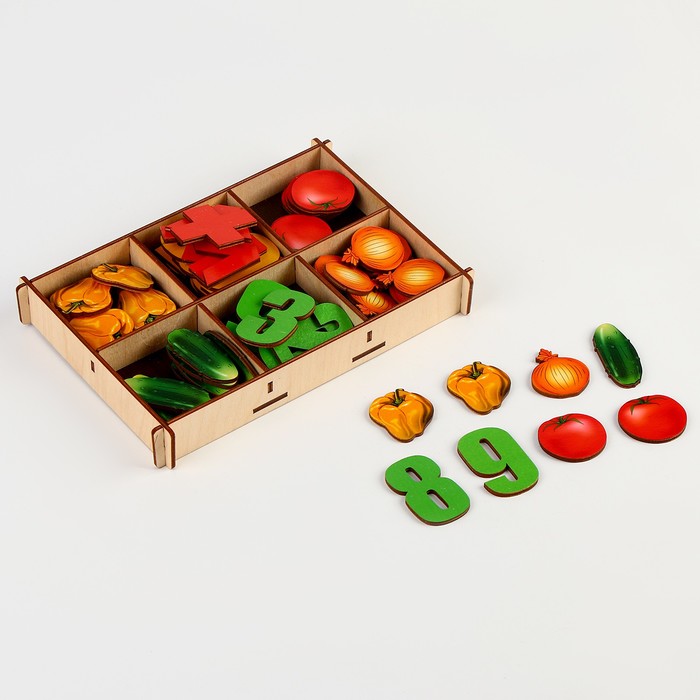 Счётный материал в коробке «Овощи» 66 деталей - фото 1906412633