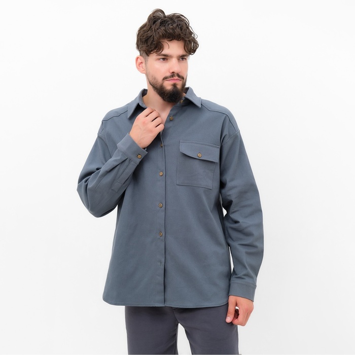 Рубашка мужская MIST oversize размер 54, цвет графитовый