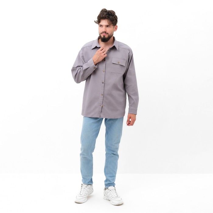 Рубашка мужская MIST oversize р.48, св. серый