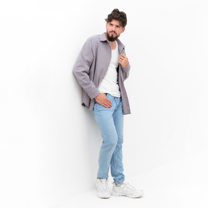 Рубашка мужская MIST oversize р.52, св. серый