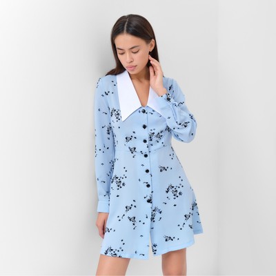 Платье мини женское с воротником MIST, размер 50, голубое