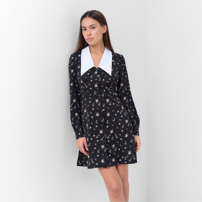 Платье мини женское с воротником MIST, размер 50, чёрное