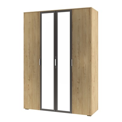 Шкаф 4-х дверный «Бруно», 1600×540×2270 мм, цвет дуб вотан / серый графит