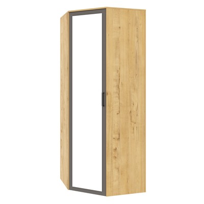 Шкаф угловой «Бруно», 860×860×2270 мм, с зеркалом, цвет дуб вотан / серый графит