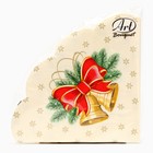 Салфетки бумажные круглые Art Bouquet Rondo «Новогодние колокольчики», 3 слоя, d=32 см, 12 шт. - Фото 3