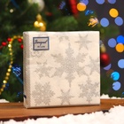 Салфетки новогодние бумажные Bouquet de Luxe «Снегопад Серебро», 3 слоя, 24×24 см, 25 шт. - Фото 4