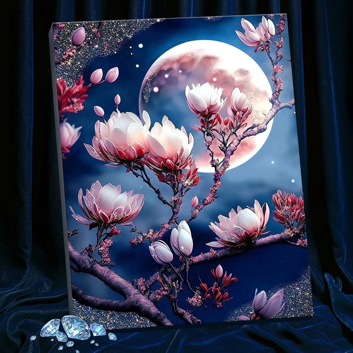 Картина по номерам с кристаллами из хрусталя, 40 × 50 см «Цветущая магнолия» 19 цветов - Фото 1
