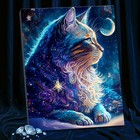 Картина по номерам с кристаллами из хрусталя, 40 × 50 см» Космический кот» 22 цвета - фото 320178276